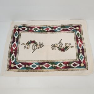 Vtg Kay Dee Kokopelli Sundance Flute Duo Cotton Kitchen Hand Towel